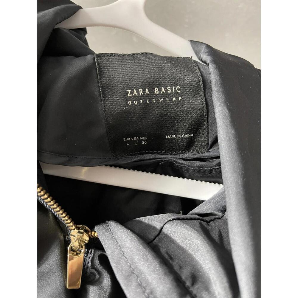 Women's Black Large Zara Outerwear Jacket Hooded gold zippers - Picture 4 of 4